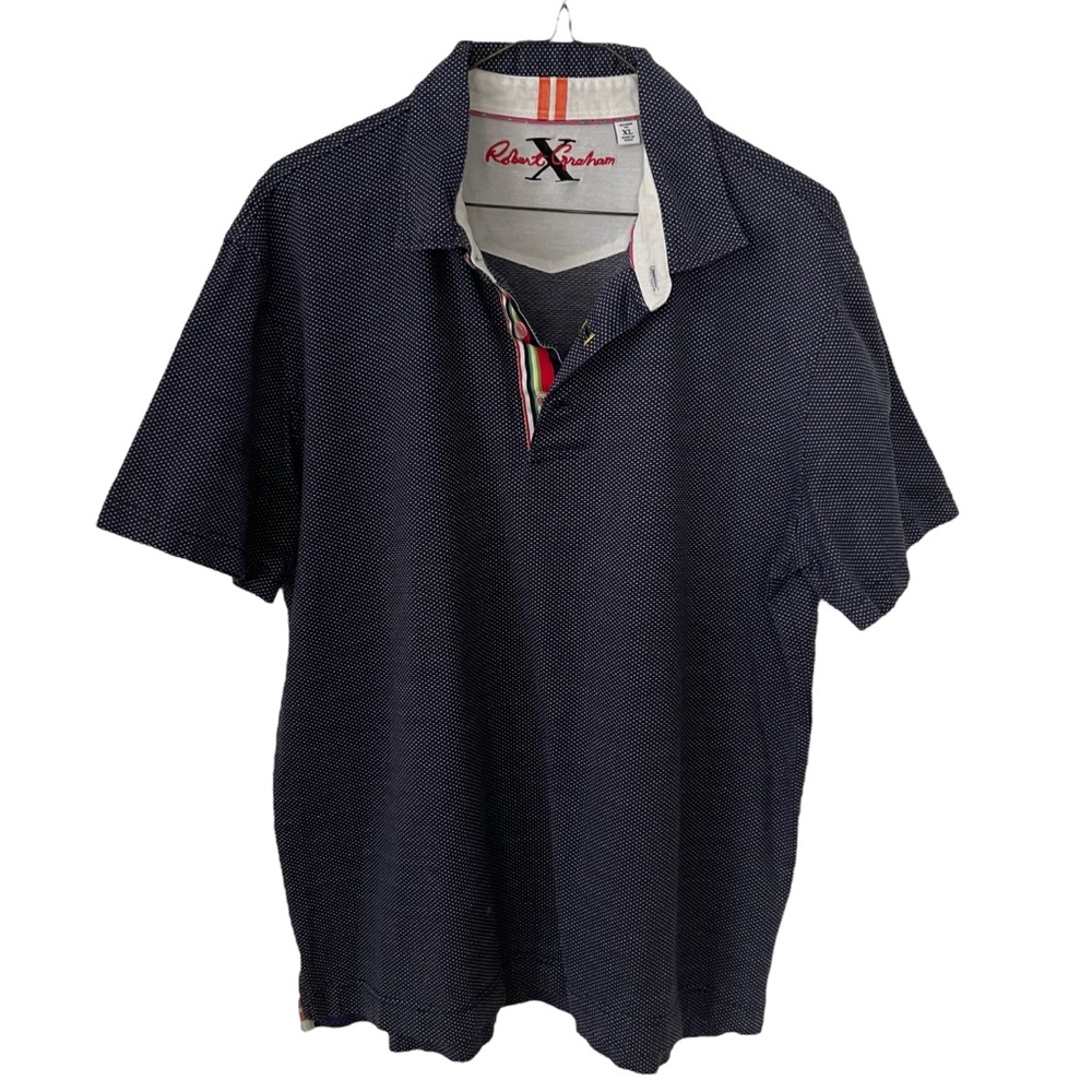 Robert Graham Men’s Short Sleeve Collared Polo Shirt Size XL Tailored Fit Cotton
